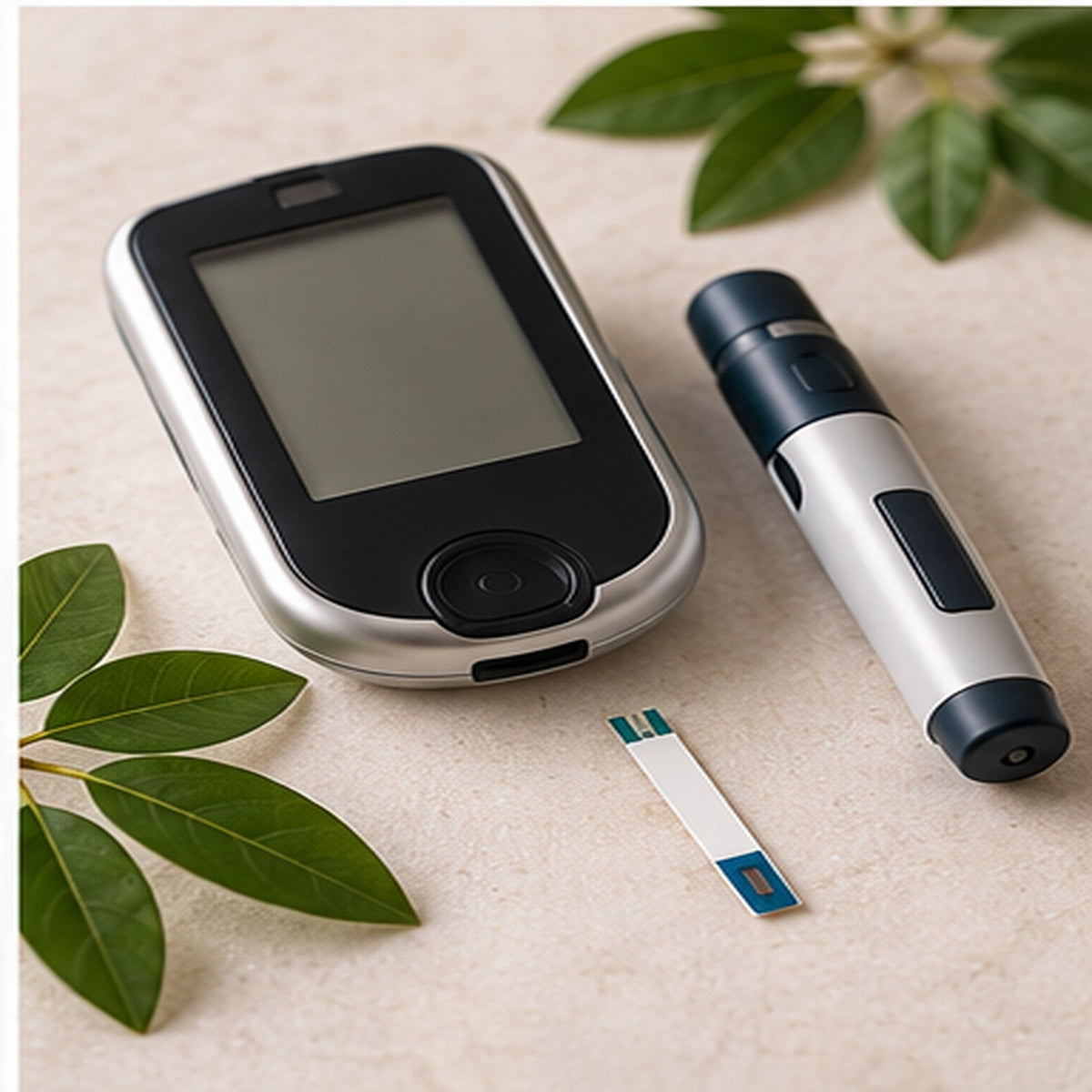Blood ketone meter starter kit with test strips and a lancing device