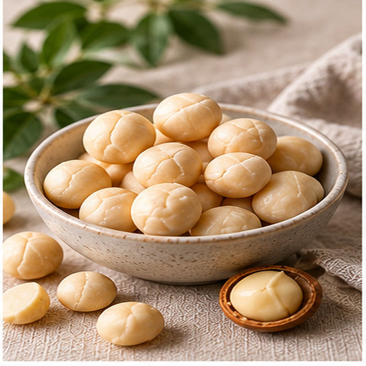 Raw unsalted macadamia nuts, the lowest carb nut for keto